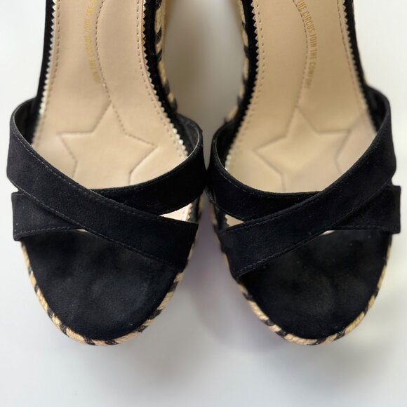 Sam Edelman Circus Black Espadrille Wedge Sandals w/ Ankle Strap & 4" Heel 10M - Picture 5 of 11